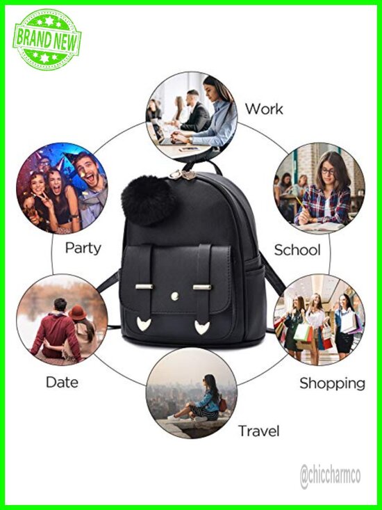 PU Leather Mini Backpack for Women Teen Girls Cute Adorable Daypack main image 4